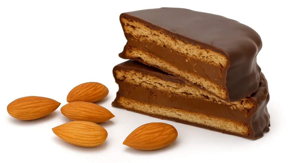 Alfajores de chocolate con almendras