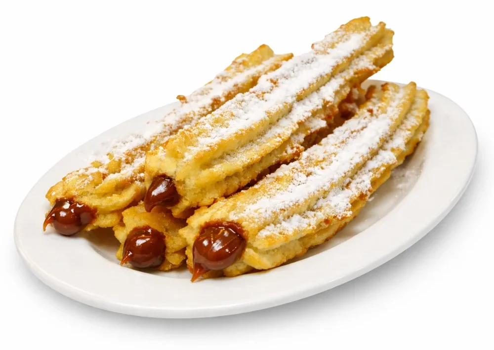 Churros rellenos de manjar y azúcar flor